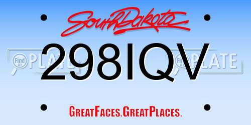 298IQV South Dakota License Plate