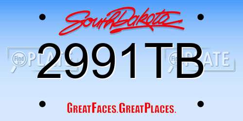 2991TB South Dakota License Plate