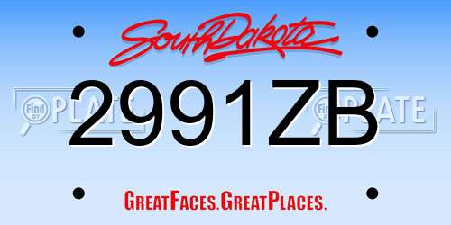 2991ZB South Dakota License Plate