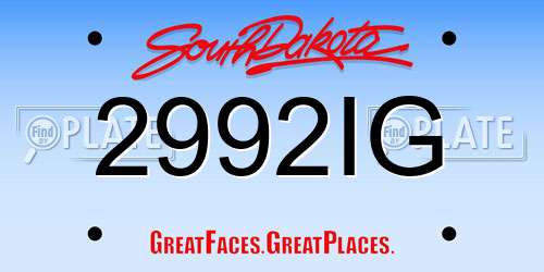 2992IG South Dakota License Plate