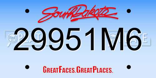 29951M6 South Dakota License Plate