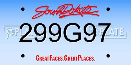 299G97 South Dakota License Plate