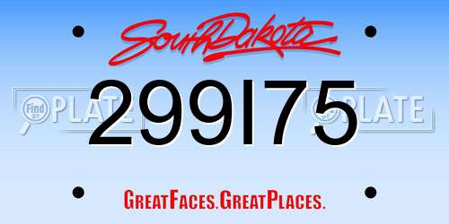 299I75 South Dakota License Plate