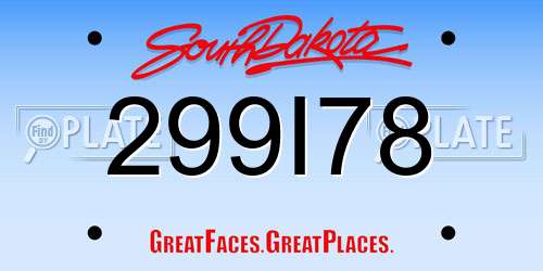 299I78 South Dakota License Plate