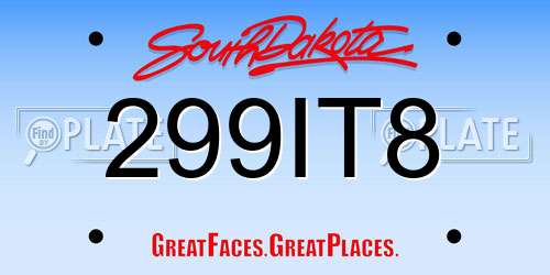 299IT8 South Dakota License Plate