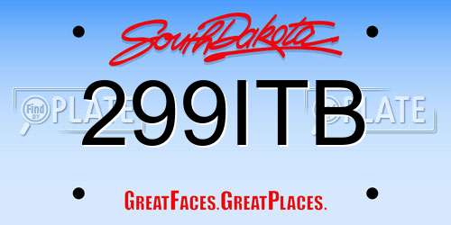 299ITB South Dakota License Plate