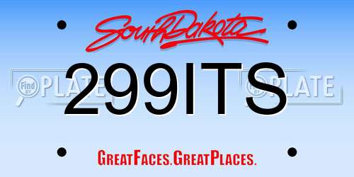 299ITS South Dakota License Plate
