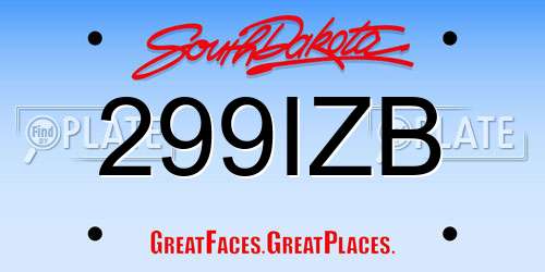299IZB South Dakota License Plate