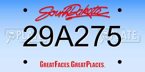 29A275 South Dakota License Plate