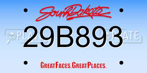 29B893 South Dakota License Plate
