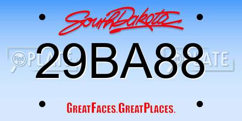 29BA88 South Dakota License Plate