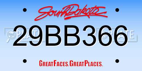 29BB366 South Dakota License Plate