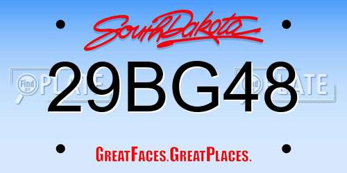 29BG48 South Dakota License Plate
