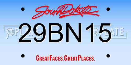 29BN15 South Dakota License Plate