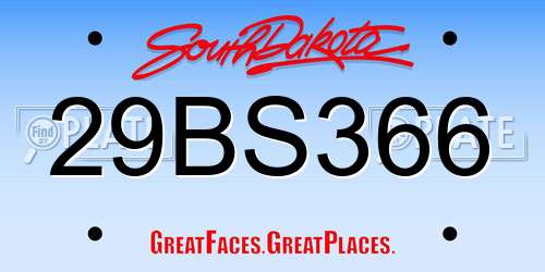 29BS366 South Dakota License Plate