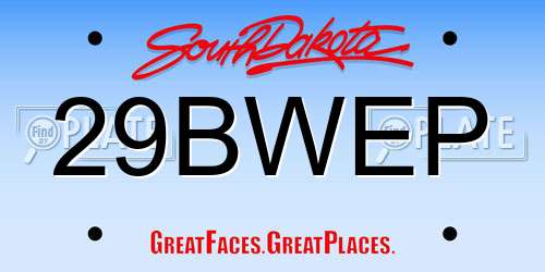 29BWEP South Dakota License Plate