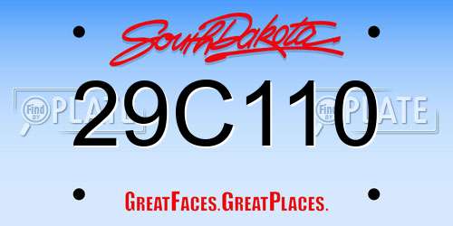 29C110 South Dakota License Plate