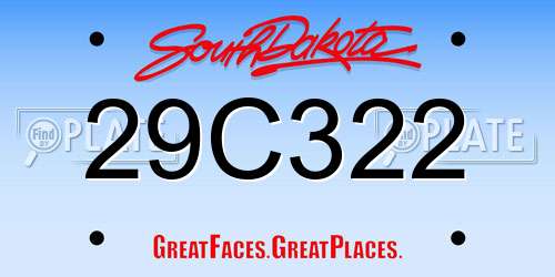 29C322 South Dakota License Plate