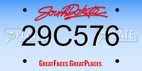 29C576 South Dakota License Plate