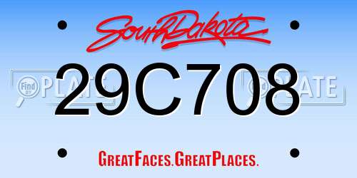 29C708 South Dakota License Plate