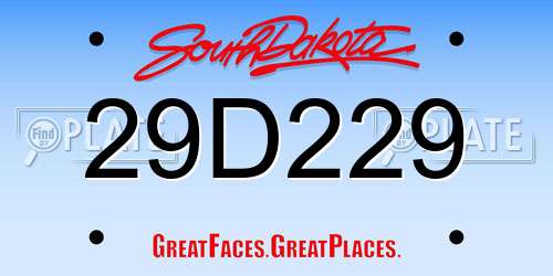 29D229 South Dakota License Plate