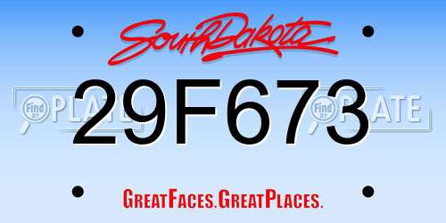 29F673 South Dakota License Plate