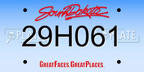 29H061 South Dakota License Plate