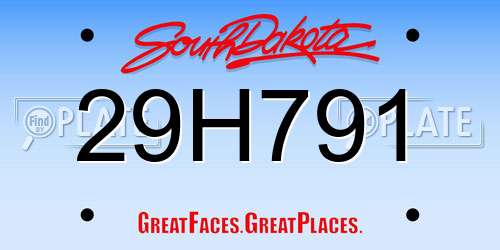 29H791 South Dakota License Plate