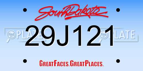 29J121 South Dakota License Plate