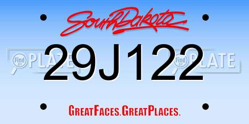 29J122 South Dakota License Plate