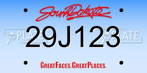 29J123 South Dakota License Plate