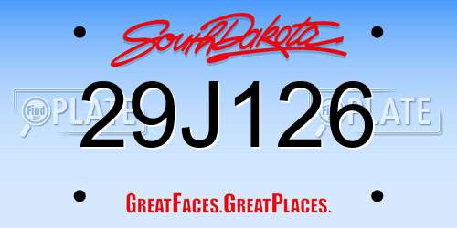 29J126 South Dakota License Plate