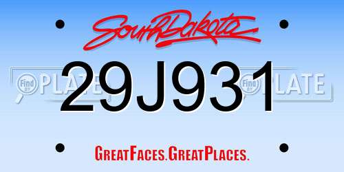 29J931 South Dakota License Plate
