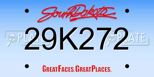29K272 South Dakota License Plate
