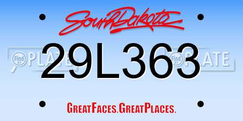 29L363 South Dakota License Plate