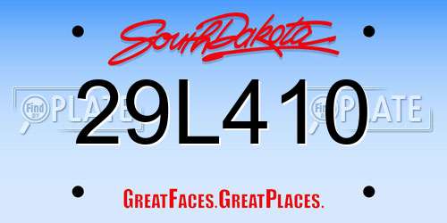 29L410 South Dakota License Plate