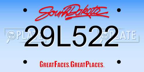 29L522 South Dakota License Plate