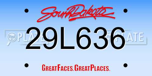 29L636 South Dakota License Plate