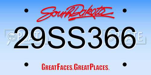 29SS366 South Dakota License Plate