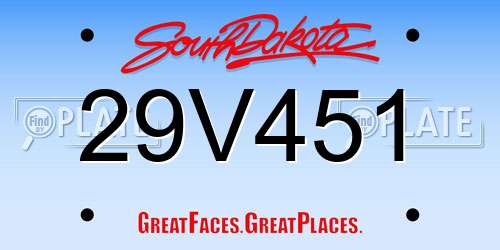 29V451 South Dakota License Plate