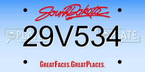 29V534 South Dakota License Plate