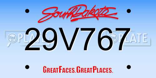 29V767 South Dakota License Plate