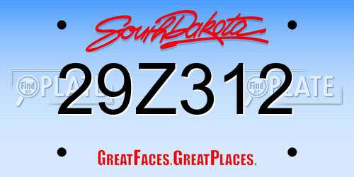 29Z312 South Dakota License Plate