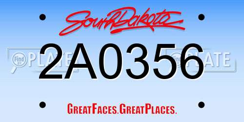 2A0356 South Dakota License Plate