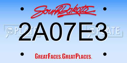 2A07E3 South Dakota License Plate