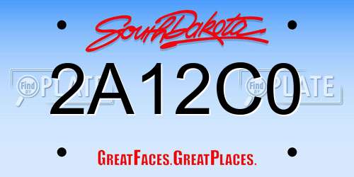 2A12C0 South Dakota License Plate