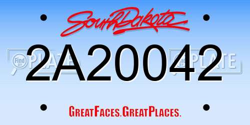 2A20042 South Dakota License Plate