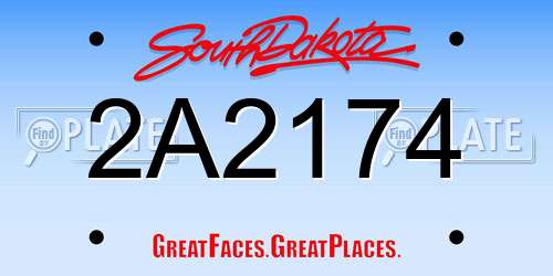 2A2174 South Dakota License Plate