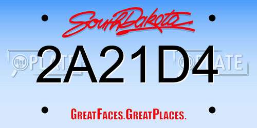 2A21D4 South Dakota License Plate