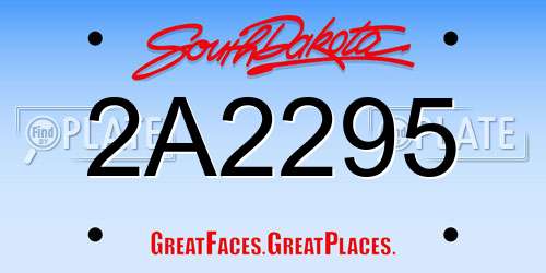 2A2295 South Dakota License Plate